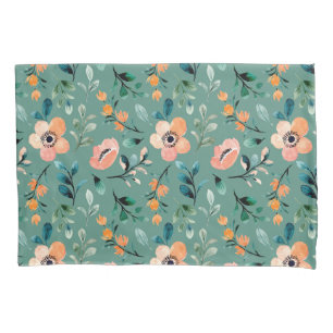 Boho watercolor pattern Beautiful floral blue Pillowcase