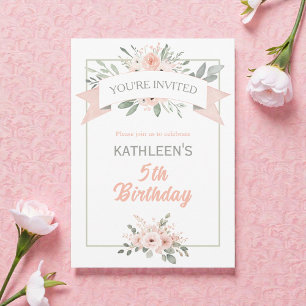 Boho Watercolor Peach & Teal Birthday  Invitation
