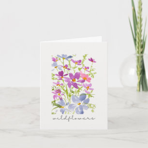 Boho Watercolor Pink Wildflower Note Card