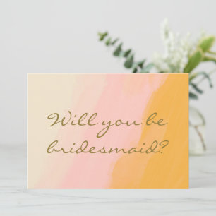 Boho Watercolor Pink Yellow Bridesmaid Proposal