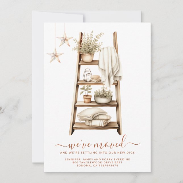 Boho Watercolor Plant Shelf Moving Announcement (Front)