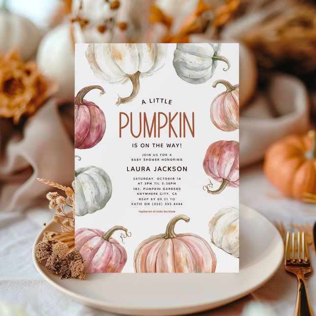 Boho Watercolor Pumpkin Baby Shower Invitation (Creator Uploaded)