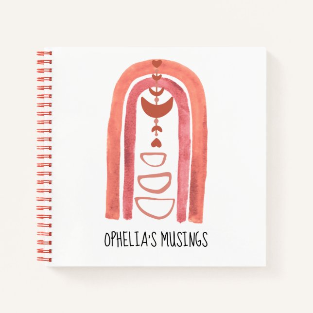 Boho Watercolor Rainbow Abstract Shapes Name Notebook (Front)