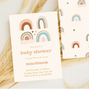 Boho Watercolor Rainbow Baby Shower Cute Invitation