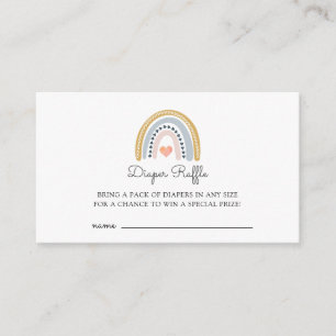 Boho Watercolor Rainbow Baby Shower Diaper Raffle Enclosure Card