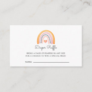 Boho Watercolor Rainbow Baby Shower Diaper Raffle Enclosure Card