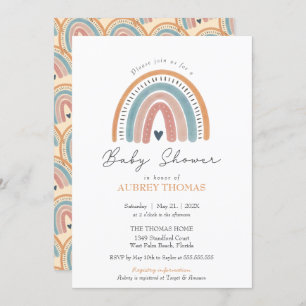 Boho Watercolor Rainbow Baby Shower Gender Neutral Invitation