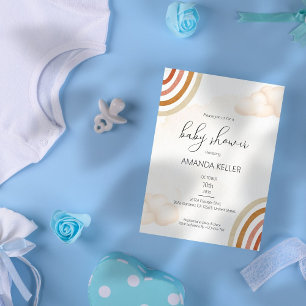 Boho Watercolor Rainbow Baby Shower Invitation