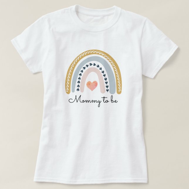 Boho Watercolor Rainbow Baby Shower Mummy To Be T-Shirt (Design Front)