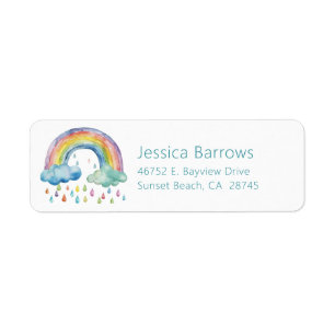 Boho Watercolor Rainbow Baby Shower Return Address Return Address Label