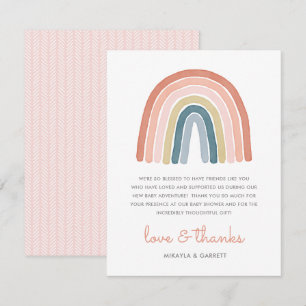 Boho Watercolor Rainbow Baby Shower Thank You Card
