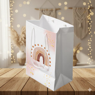 Boho watercolor rainbow Birthday  Medium Gift Bag