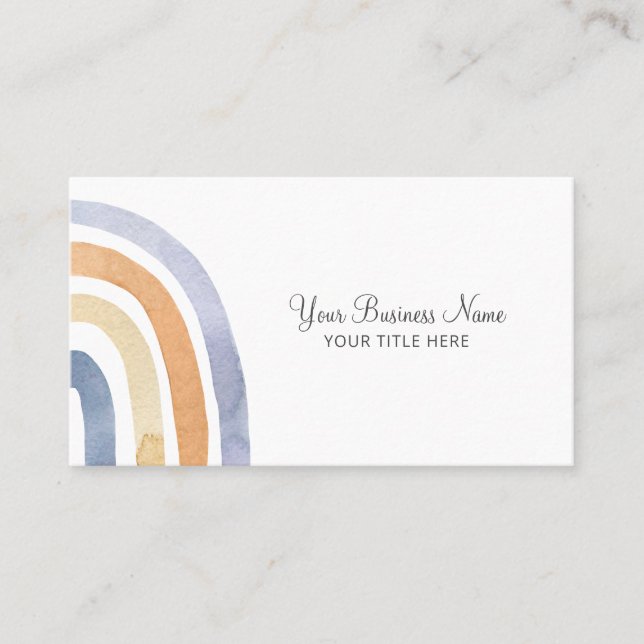 Boho Watercolor Rainbow Business Card (Front)
