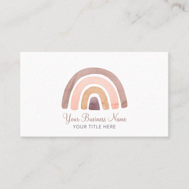 Boho Watercolor Rainbow Business Card (Front)
