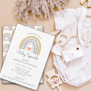 Boho Watercolor Rainbow Girl Baby Sprinkle Invitation