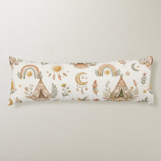 Boho Watercolor Rainbow Pastel Body Pillow