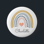 Boho Watercolor Rainbow Personalised 6 Cm Round Badge<br><div class="desc">Cute watercolor boho rainbow button with your name.</div>