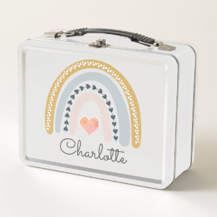 Boho Watercolor Rainbow Personalised Metal Lunch Box