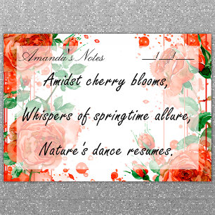 Boho Watercolor Red Roses 4" x 3" Post-it Notes