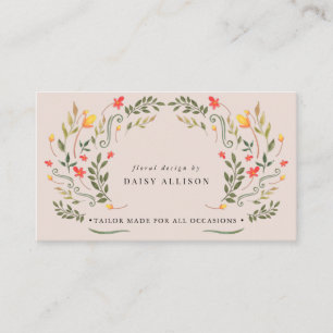 Boho Watercolor Spring Wildflower Business Card