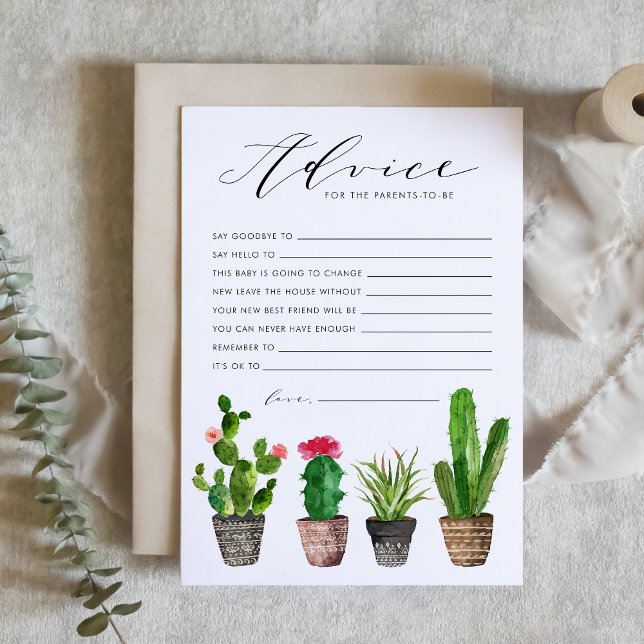 Boho Watercolor Succulents Advice for the Parents Card (Creator Uploaded)
