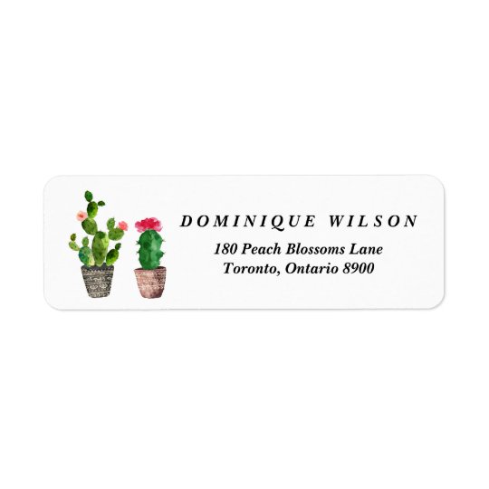 Boho Watercolor Succulents Customisable Return Return Address Label