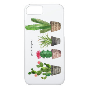 Boho Watercolor Succulents Personalised iPhone 8/7 Case