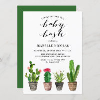 Boho Watercolor Succulents Summer Baby Shower Bash