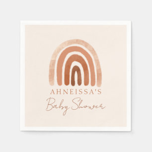 Boho Watercolor Terracotta Rainbow Baby Shower Napkin