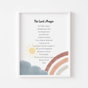 Boho watercolor the lord's prayer poster