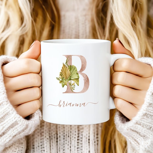 Boho Watercolor Tropical Monogram Letter "B" Coffee Mug (Creator Uploaded)
