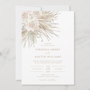 Boho Watercolor Tropical Wedding Invitation