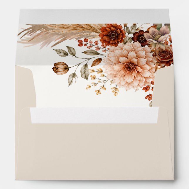 Boho Watercolor Wedding Envelope | Warm Autumn  (Back (Bottom))