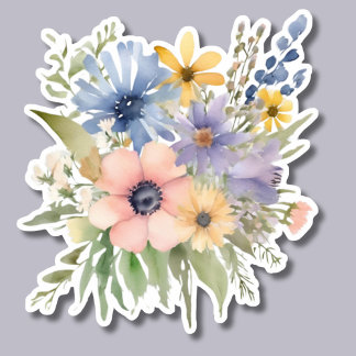 Boho Watercolor Wildflower Bouquet Waterproof