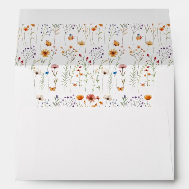 Boho watercolor wildflower Butterflies Graduation  Envelope (Back (Bottom))