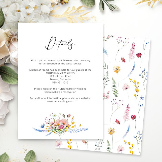 Boho Watercolor Wildflower Calligraphy Wedding Enclosure Card (Creator Uploaded)