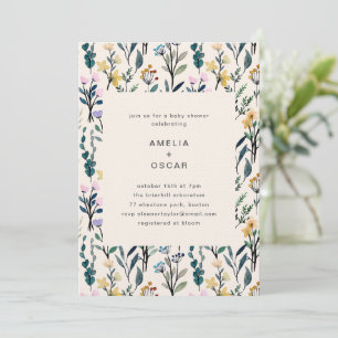 Boho Watercolor Wildflower Couples Baby Shower  Invitation