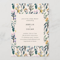 Boho Watercolor Wildflower Couples Baby Shower