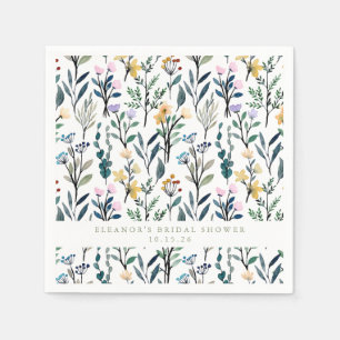Boho Watercolor Wildflower Custom Bridal Shower  Napkin