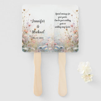 Boho Watercolor Wildflower Floral Personalise Hand Fan