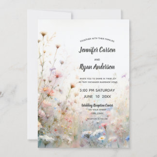 Boho Watercolor Wildflower Floral Personalise Invitation