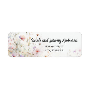 Boho Watercolor Wildflower Floral Personalise Return Address Label