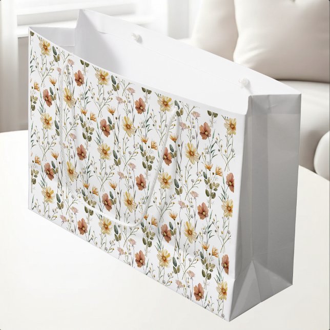 Boho Watercolor Wildflower Large Gift Bag (Creator Uploaded)