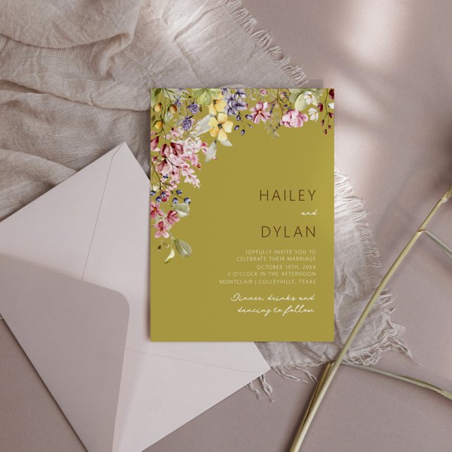 Boho Watercolor Wildflower Meadow Wedding Invitation (Creator Uploaded)