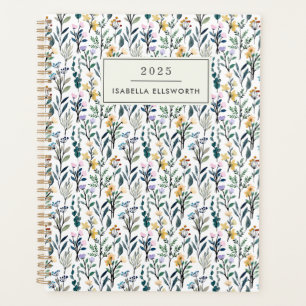 Boho Watercolor Wildflower Personalised Name Planner