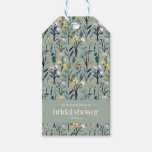 Boho Watercolor Wildflower Sage Bridal Shower Gift Tags