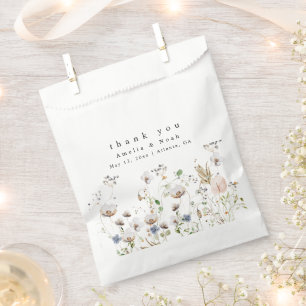 Boho Watercolor Wildflower Wedding Favour Bag