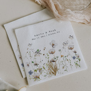 Boho Watercolor Wildflower Wedding Favour Bag Napkin