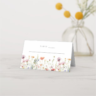 Boho Watercolor Wildflower Wedding Place Card