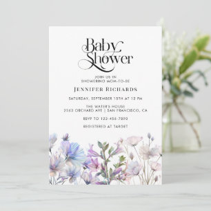 Boho Watercolor Wildflowers Baby Shower  Invitation